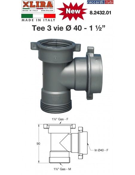 TEE 3 VIE DIAMETRO 40X1.1/2 8.2432.02