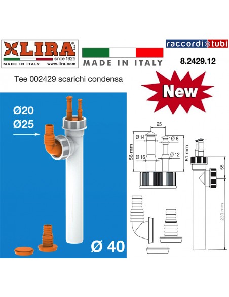 RACCORDO 40 CON PORTAGOMMA  9-12-1416-20-25