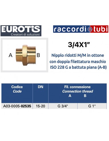 NIPLES EUROTIS PER CARTELLA 1"x3/4 ACQUA/SOLE/GAS