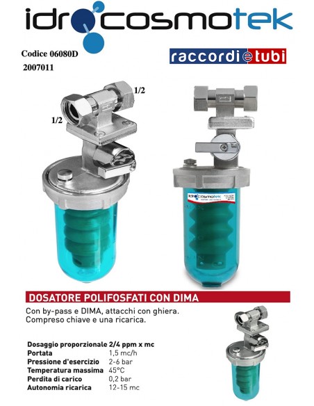 DOSATORE DI POLIFOSFATO C/BY-PASS