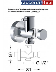 PRESA D'ACQUA TONDA CON RUBINETTO DI CHIUSURA IN OTTONE...