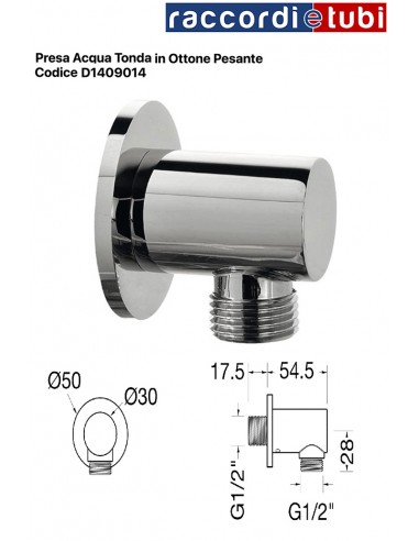 PRESA D'ACQUA TONDA IN OTTONE CROMATA 