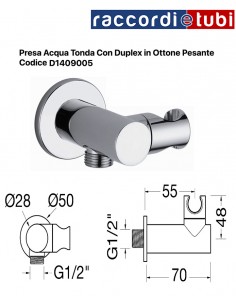 PRESA D'ACQUA DUPLEX TONDA IN OTTONE CROMATO 