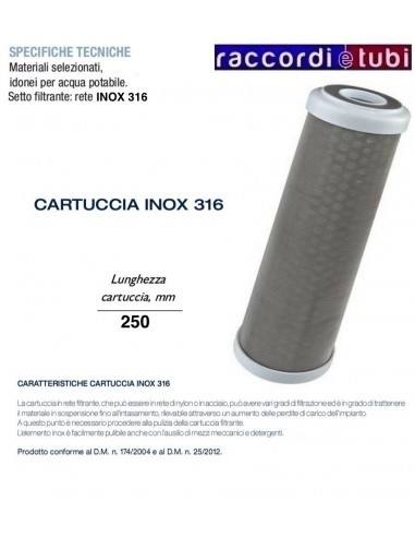 FILTERKARTUSCHE AUS EDELSTAHLGEWEBE 316, 10"