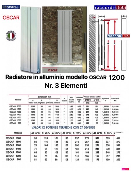 RADIATORE IN ALLUMINIO GLOBAL OSCAR 1200 BATTERIA 3 ELEMENTI