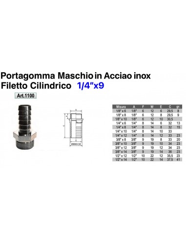 PORTAGOMMA OTTONE M.1/4X8