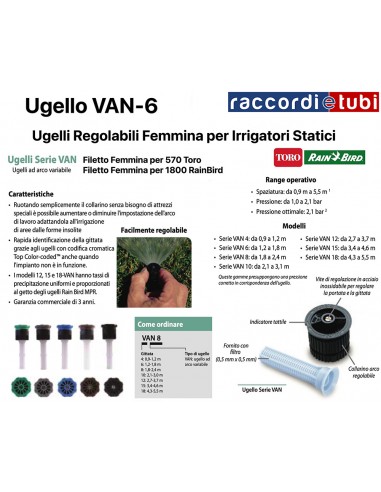 UGELLO FEMMINA 6-VAN 0-360° RAIN BIRD-TORO