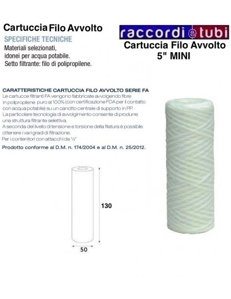 CARTUCCIA FILTRANTE IN FILO AVVOLTO DA 5" MINI