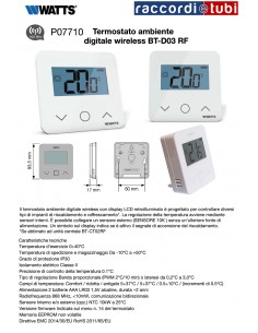 TERMOSTATO AMBIENTE WATTS  BT-D03 RF BIANCO