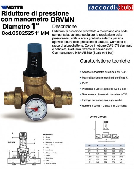 RIDUTTORE DI PRESSIONE WATTS DRVMN 1"