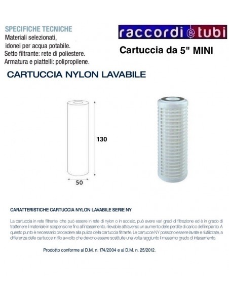 FILTERKARTUSCHE AUS POLYPROPYLENNETZ 5" MINI