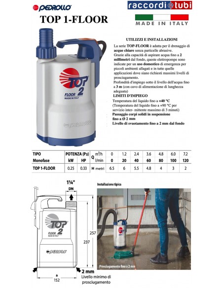 PEDROLLO TAUCHPUMPE TOP1 FLOOR