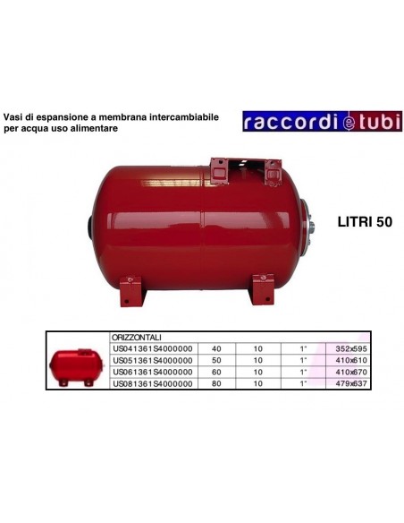 VASO DI ESPANSIONE VAREM CILINDRICO LT.50 BASE E STAFFA PER ACQUA FREDDA