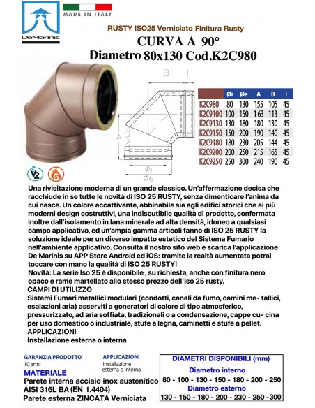 DE MARINIS RUSTY CURVA 90° 80X130