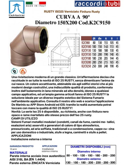 DE MARINIS RUSTY KURVE 90° 150X200