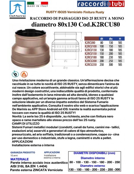 DE MARINIS RUSTY RACCORDO DI PASSAGGIO FF 80X130