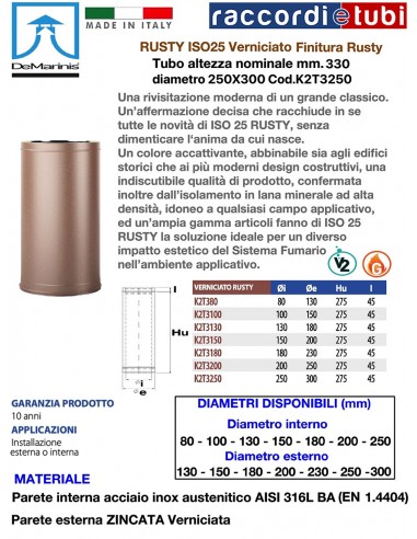 DE MARINIS RUSTY RAUCHROHR 250X300 MM.330
