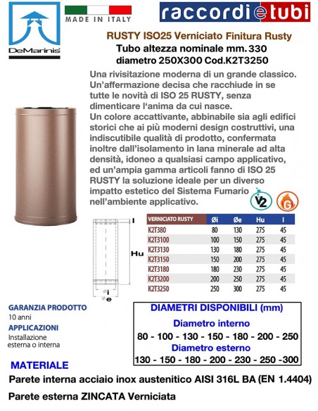 DE MARINIS RUSTY RAUCHROHR 250X300 MM.330