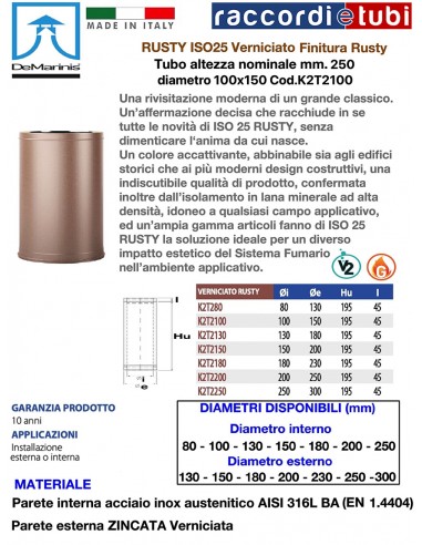 RUSTY SCHORNSTEINROHR DE MARINIS 100X150 MM.250