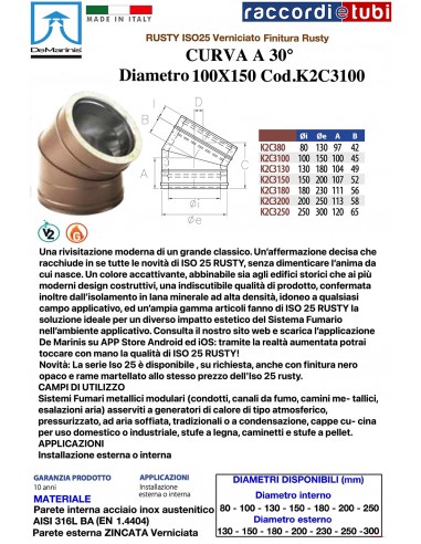 DE MARINIS RUSTY CURVE 30° 100X150