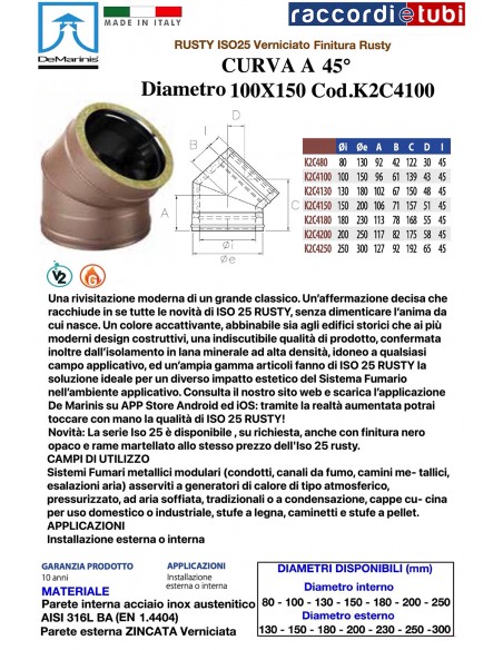 DE MARINIS RUSTY CURVA 45° 100X150