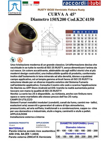 DE MARINIS RUSTY CURVA 45° 150X200