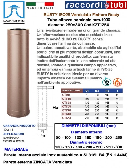 DE MARINIS RUSTY RAUCHROHR 250x300 MM.1000