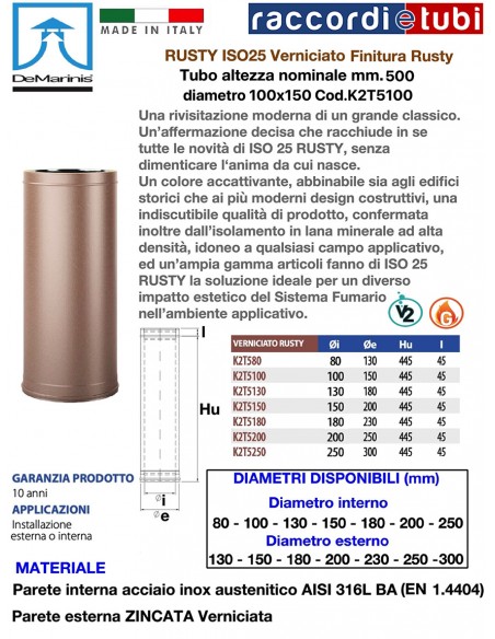 RAUCHROHR DE MARINIS RUSTY 100X150 MM.500