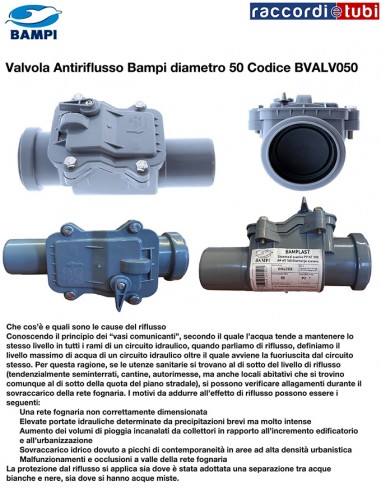 VALVOLA  ANTIRIFLUSSO CLAPET  PP GRIGIO 50 AD...