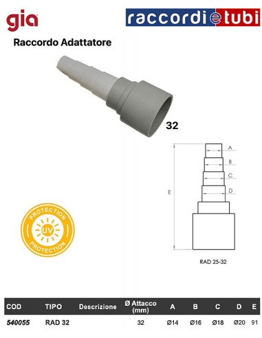 MANICOTTO ADATTATORE 32X14*16*18*20