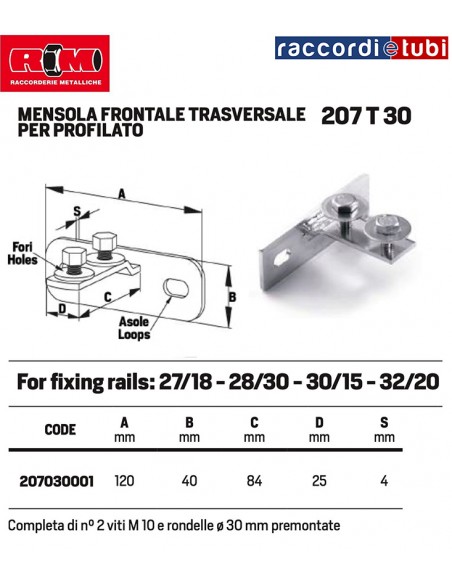 MENSOLA FRONTALE TRASVERSALE 25-28-30-32