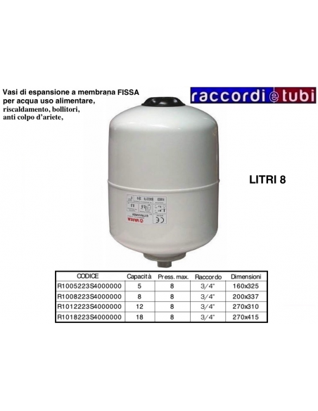VASO DI ESPANSIONE VAREM CILINDRICO LT.8 MUTIFUNZIONE R1008223S4000000