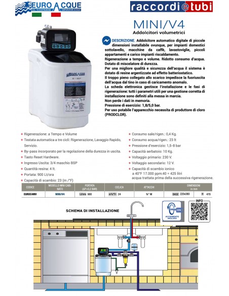 ADDOLCITORE MINI/V4 VOLUMETRICO EUROACQUE