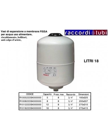 VASO DI ESPANSIONE VAREM CILINDRICO LT.18...