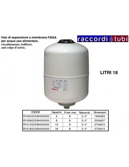 VASO DI ESPANSIONE VAREM CILINDRICO LT.18 MUTIFUNZIONE R1018223S4000000