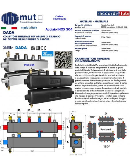 COLLETTORE INERZIALE MUT INOX PER GRUPPI DI RILANCIO 7.030.03305