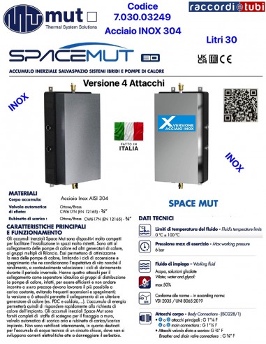 MUT ACCUMOLO INERZIALE INOX LT.30 4 ATTACCHI...