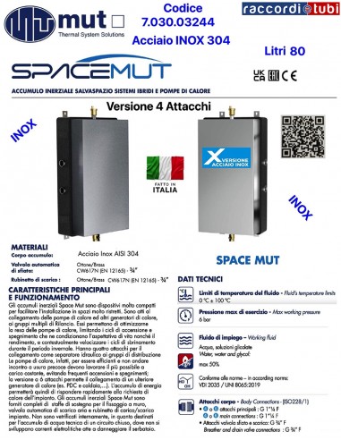 MUT ACCUMOLO INERZIALE INOX LT.80 4 ATTACCHI...