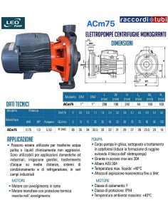 ELETTROPOMPA LEO PUMP ACm75  HP.1 230V MONOGIRANTE