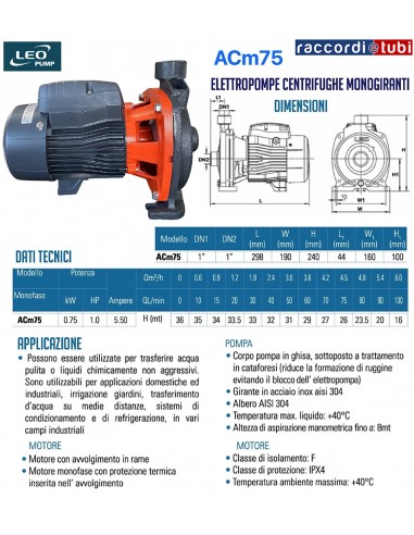 ELEKTROPUMPE LEO PUMP ACm75 HP.1 230V EINLÄUFER