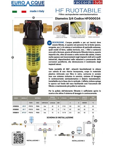 FILTRO EUROACQUE HF RUOTABILE 3/4