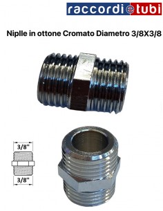 Verchromte Messingnippel 3/8''x3/8''