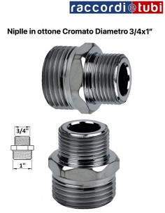 NIPPEL AUS VERCHROMTEM MESSING 3/4''x1''