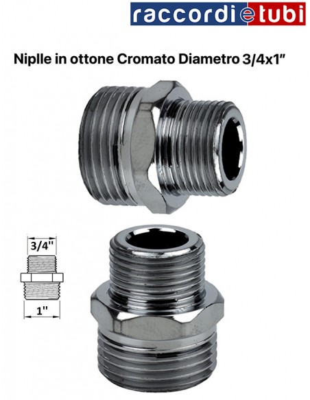 NIPPEL AUS VERCHROMTEM MESSING 3/4''x1''