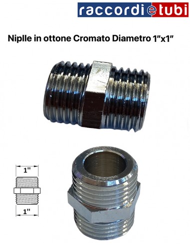 NIPLES IN OTTONE CROMATO .1''x1''