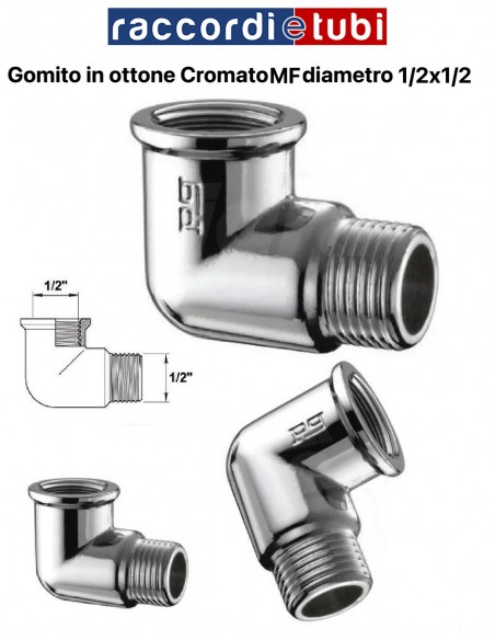 GOMITO OTTONE CROMATO MF 1/2''
