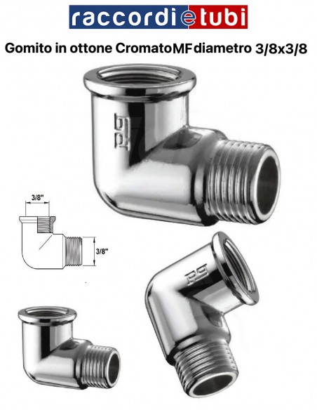 GOMITO OTTONE CROMATO MF 3/8''