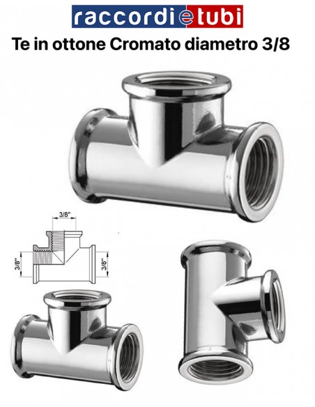 TEE OTTONE CROMATO DIAMETRO 3/8''