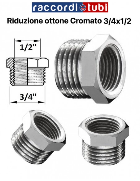 RIDUZIONE OTTONE CROMATO 3/4''x1/2''