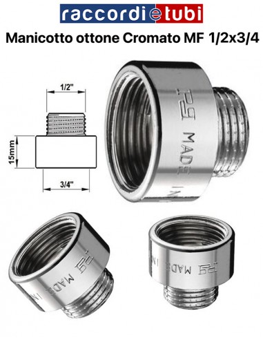 MANICOTTO OTTONE CROMATO MF 1/2''x 3/4''
